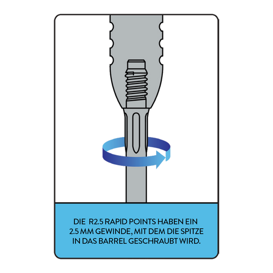 Das Bild zeigt das Mission R2.5 Rapid Point Tool. Dieses Tool dient zur Wartung von Dartspitzen.