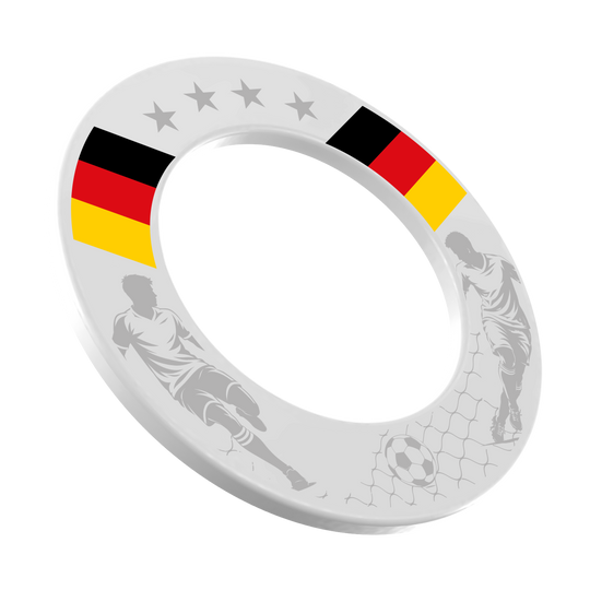 McDart Football Dartboard Surround Das Bild zeigt das McDart Fußball Dartboard Surround. Die Dartboard-Umrandung schützt die Wand und fängt verirrte Pfeile auf.