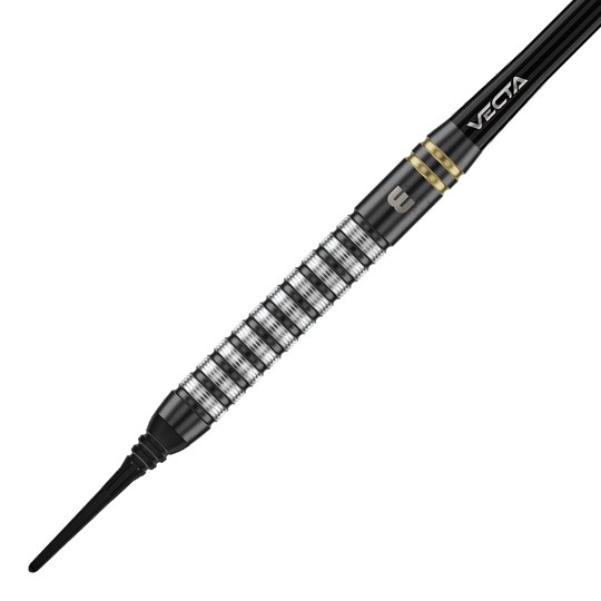 Winmau Gian Van Veen TS soft darts - 18g Auf dem Bild sind die Winmau Gian Van Veen TS Softdarts 18g. Die Darts sind in unterschiedlichen Perspektiven fotografiert.