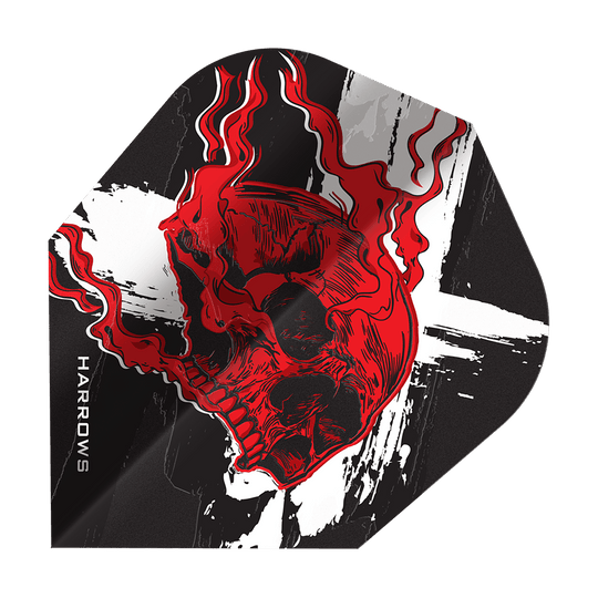 Harrow's Ryan Searle Heavy Metal No6 Flights Auf dem Bild sind Harrows Ryan Searle Heavy Metal No6 Flights dargestellt. Die Flights sind bekannt für ihre hohe Qualität und das markante Design.