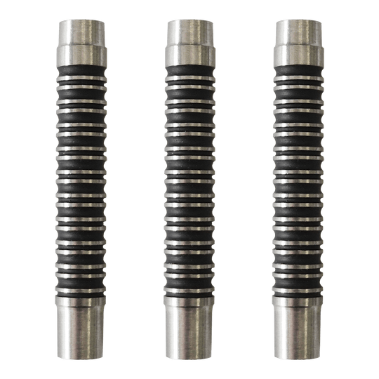 McDart Black Ring 2 Softdart Barrels - 18g Dargestellt ist ein Set der McDart Black Ring 2 Softdart Barrels - 18g. Das Set zeigt schwarze Dart-Barrels mit Ringen.