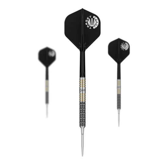 Hier sieht man die Target Japan Beau Greaves Japan Edition Swiss Point Steeldarts als Set. Das Set bietet alles, was für ein vollständiges Dartspielerlebnis benötigt wird.