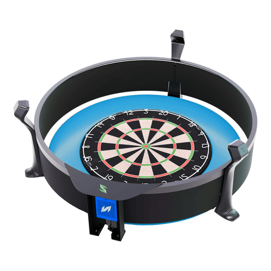 Scolia Home 2 FLEX - Electronic Autoscoring System with Lighting Ring 2026 Das Bild zeigt das Produkt "Scolia Home 2 FLEX – Electronic Score System mit Beleuchtungsring". Es handelt sich um ein elektronisches Punktesystem für Dartboards mit integriertem LED-Leuchtring.