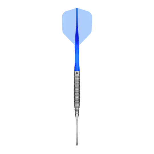 Das Produkt Caliburn Rix EZ-EVO R6 Steeldarts wird gezeigt. Die Aufnahme hebt die Gestaltung und die Struktur des Darts hervor.