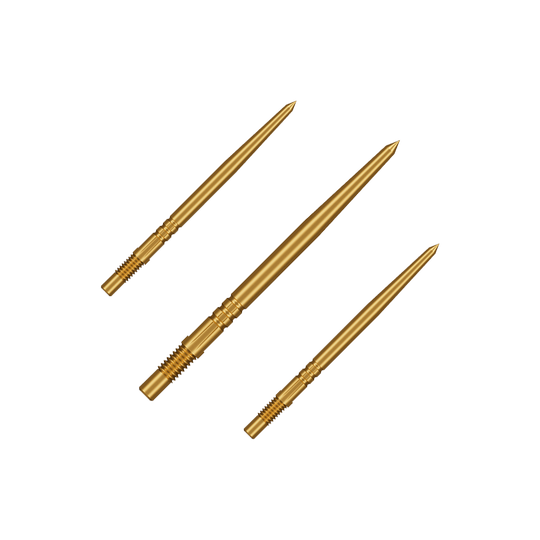 Shot Turbo Point Dart Tips - Gold Das Set besteht aus mehreren goldfarbenen Dartspitzen mit feiner Gravur. Sie sind für den Austausch bestimmt.