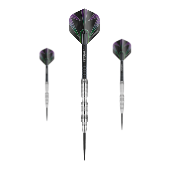 Winmau Simon Whitlock 90% Tungsten Steel Darts Winmau Simon Whitlock 90% Tungsten Steeldarts. Die Oberflächenstruktur ist detailliert sichtbar.
