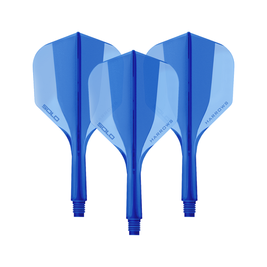 Harrows Solo No6 Flight Shaft System - Blue Das Bild zeigt ein Harrows Solo No6 Flight Shaft System in Blau, 20mm, als Set. Es handelt sich um Zubehör für Dartpfeile.