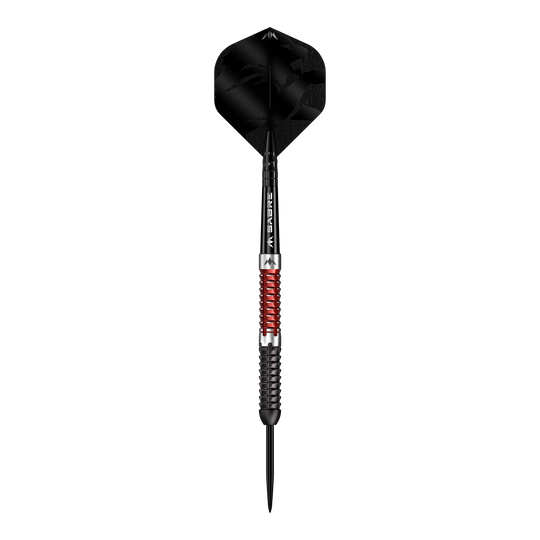 Mission Llew Bevan Black Red Electro Steel Darts - 23g Abgebildet ist der Mission Llew Bevan Black Red Electro Steeldarts in 23g. Der Dartpfeil ist schwarz und rot gestaltet.
