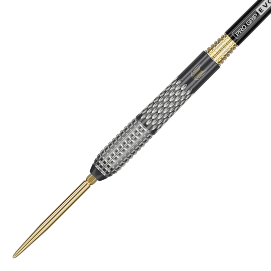 Auf dem Bild sieht man die Target Stephen Bunting GEN5 Void Swiss Point Steeldarts. Die Darts sind für präzises und professionelles Spielen konzipiert.