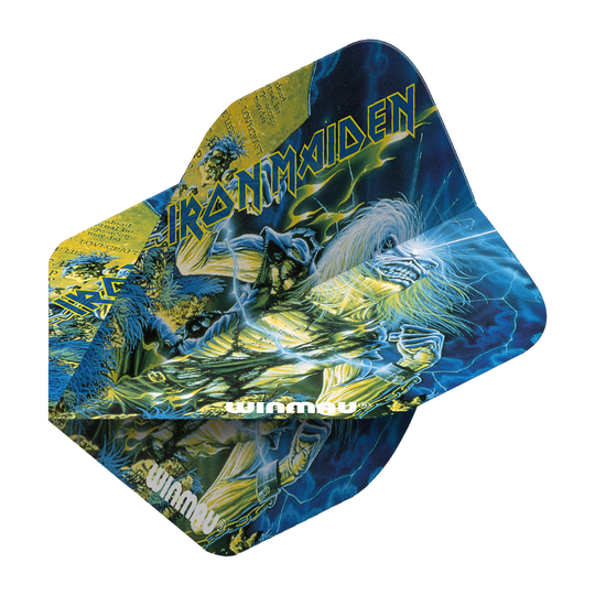 6905-240_Winmau_Iron_Maiden_Life_After_Death_Standard_Flights_2lpigiqCXAkPgm Das Bild zeigt die Winmau Iron Maiden Life After Death Standard Flights mit auffälligem Iron Maiden Coverdesign. Die Flights sind bunt gestaltet und tragen das Winmau-Logo.