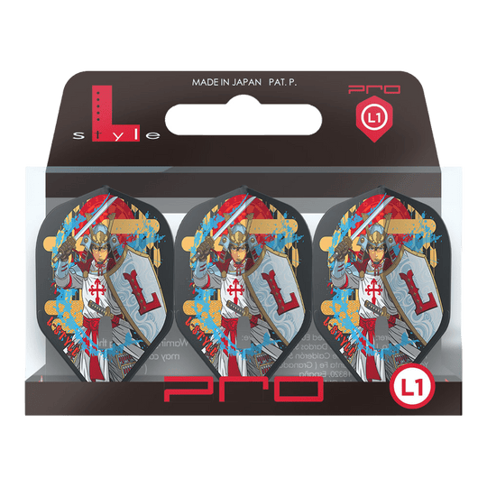 L-Style Robert Marijanovic V3 Black L1PRO Flights Zwei L-Style Robert Marijanovic V3 Black L1PRO Flights sind nebeneinander platziert. Die schwarze Struktur und die Form fallen ins Auge.