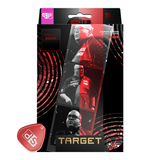 Target Stephen Bunting GEN5 Void Swiss Point Steel Darts Zu sehen sind die Target Stephen Bunting GEN5 Void Swiss Point Steeldarts. Die Darts überzeugen durch ihr markantes Design und ihre gute Griffigkeit.