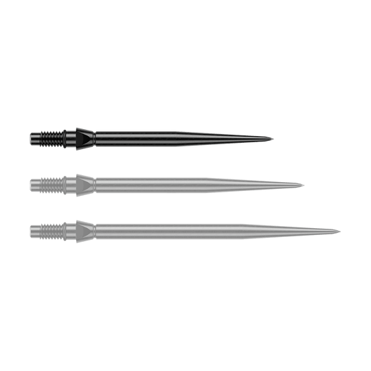 Winmau Switch Point Smooth Steel Dart Tips - Black Schwarze Steeldartspitzen in glatter Ausführung, 26 mm lang. Ein Produktfoto von Winmau Switch Point Steeldartspitzen.