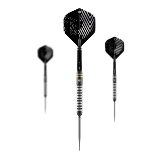 Winmau Gian Van Veen TS Switch Point steel darts Zu sehen sind Winmau Gian Van Veen TS Switch Point Steeldarts als Set. Das Bild zeigt mehrere Darts nebeneinander.
