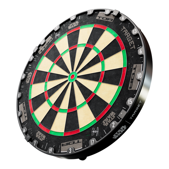 Das Bild zeigt das Target Star Wars Millennium Falcon Surround Board Bundle. Es ist ein Produkt aus der Star Wars Kollektion für Dartspieler.