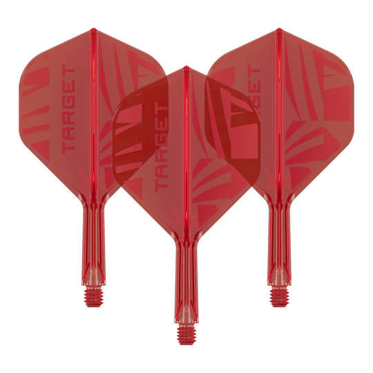 Target K-Flex Red No2 Standard Flights Hier ist ein Set Target K-Flex Red No2 Standard Flights in 19 mm zu sehen. Die Flights sind nebeneinander gelegt.