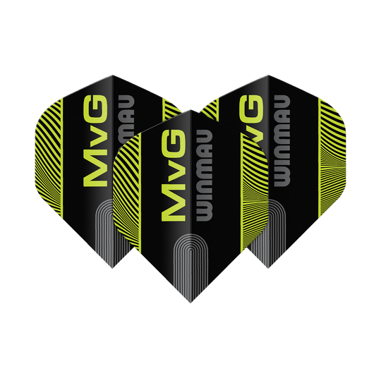 Winmau Prism Delta MvG Black Green Text No2 Standard Flights Abgebildet sind Winmau Prism Delta MvG Black Green Text No2 Standard Flights. Das Produkt zeichnet sich durch ein auffälliges Design aus.