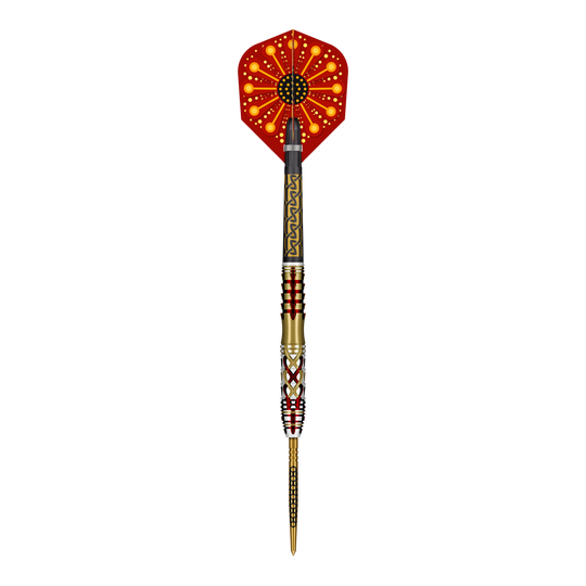 Shot Goths Alaric Turbo Point Steel Darts - 23g Abgebildet ist ein Set der Shot Goths Alaric Turbo Point Steeldarts mit 23g Gewicht. Die Steeldarts werden für professionelle Dartspieler empfohlen.