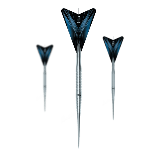 Caliburn TTD Complete Titanium T3 Silver Steeldarts - 7g Zu sehen ist das Set Caliburn TTD Complete Titanium T3 Silver Steeldarts - 7g. Es handelt sich um ein silbernes Dartset aus Titan mit einem Gewicht von 7 Gramm pro Dart.