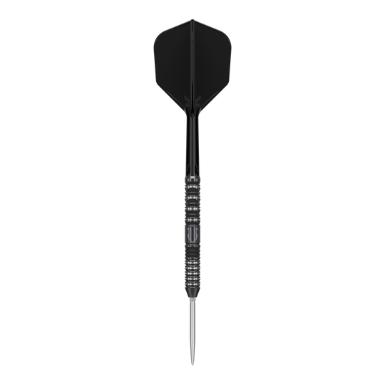 Target Japan Black Marque Draco GEN2 steel darts Auf dem Bild ist ein schwarzer Steeldart der Marke Target Japan Black Marque Draco GEN2 zu sehen. Der Dart hat ein modernes, gerilltes Design und eine scharfe Spitze.
