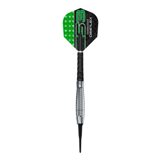 Harrows Dimplex S3 Bomb soft darts Ein einzelner Harrows Dimplex S3 Bomb Softdart ist auf dem Bild zu sehen. Die Oberfläche hat eine erkennbare Struktur.