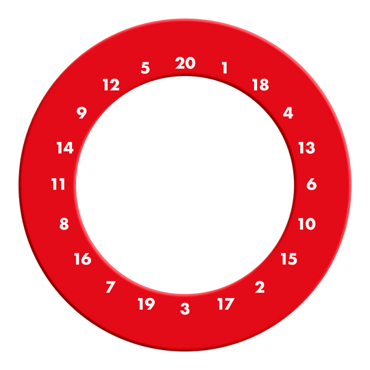 Zu sehen ist ein roter Dartboard Surround ohne Logo. Das Produkt besitzt Zahlen im HD-Design.