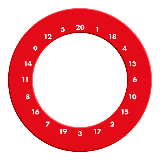 HD Numbers Dartboard Surround - Custom Colors Zu sehen ist ein roter Dartboard Surround ohne Logo. Das Produkt besitzt Zahlen im HD-Design.