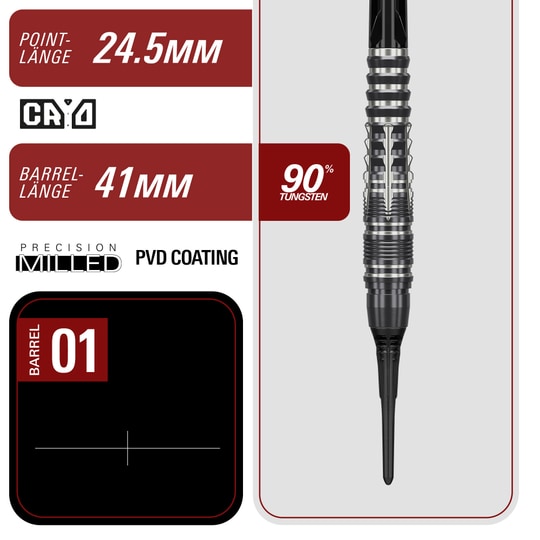 Target Black Marque Blaze Soft Darts - 18g Die Target Black Marque Blaze Softdarts - 18g sind abgebildet. Diese Darts zeichnen sich durch ihr elegantes schwarzes Design aus.