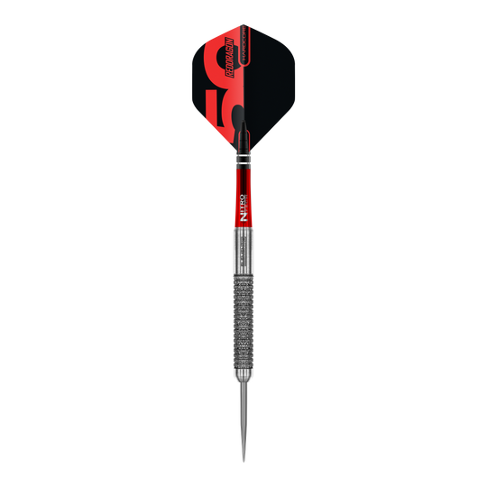 Red Dragon 50 Year Collection Element 6 B Steel Darts - 24g Red Dragon 50 Year Collection Element 6 B Steeldarts - 24g in Nahaufnahme. Das Bild zeigt das Design und die Details des Steeldarts.