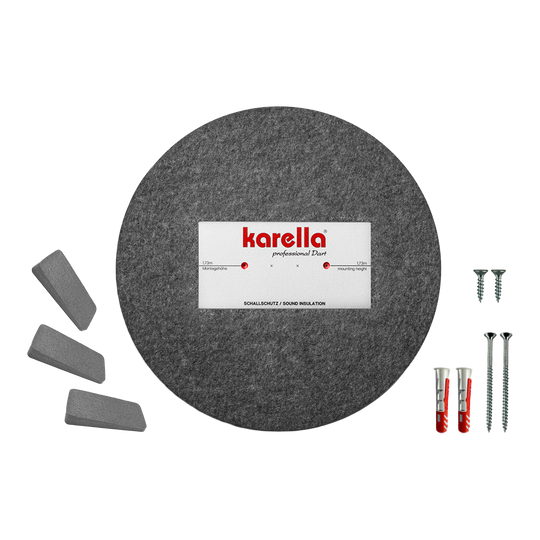 Compact soundproofing Karella for steel dartboards Dieses Bild stellt den Kompakten Schallschutz Karella für Steeldartboards dar. Das Produkt schützt vor lauten Geräuschen beim Dartwerfen.