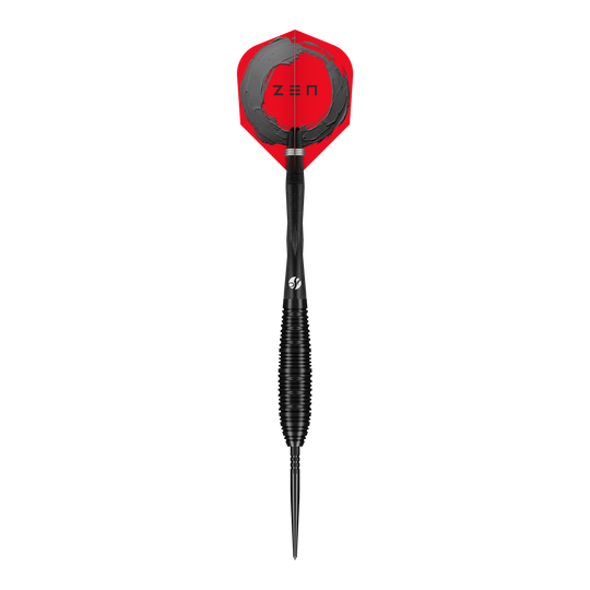 Das Bild zeigt die Shot ZEN Bomber Turbo Point Steeldarts. Es handelt sich um professionelle Steeldarts für präzises Spiel.
