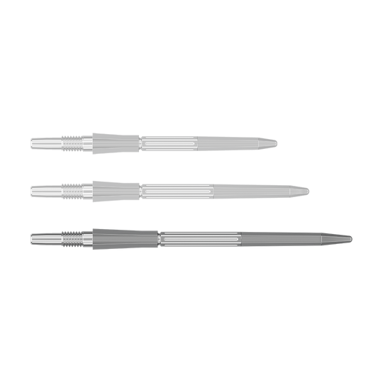 Auf dem Bild sind SwissPoint Dartspitzen in Silber mit einer Länge von 42 mm zu sehen. Dieses Produkt ist für Dartpfeile gedacht.