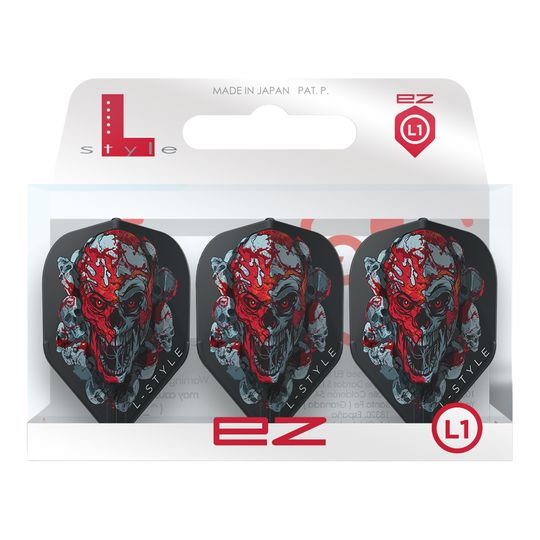 L-Style Ryan Searle Signature V4 Black L1EZ Flights Abgebildet sind die L-Style Ryan Searle Signature V4 Black L1EZ Flights. Sie sind schwarze Signature-Flights für professionelle Dartspieler.