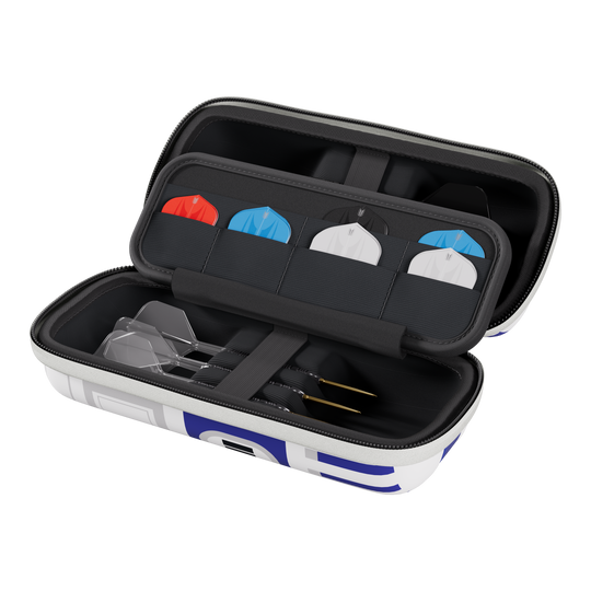 Target Star Wars Boa Dartcase - R2D2 Das Bild zeigt das Target Star Wars Boa Dartcase im R2D2-Design. Das Dartcase ist für Fans von Star Wars und Dartspielern gedacht.