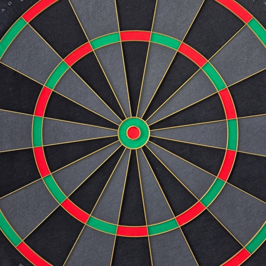 Bulls NL Advantage Black Edition steel dartboard Auf dieser Abbildung ist das BullsNL Advantage Black Edition Steeldartboard zu sehen. Es wird aus einer anderen Perspektive gezeigt.