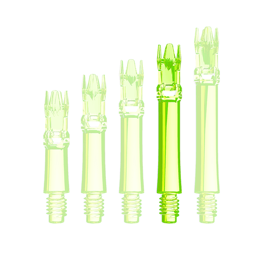 L-Style L-System Replacement Shafts - Neon Yellow Eine neongelbe Ersatzshaft liegt im Fokus des Bildes. Sie wird einzeln und klar dargestellt.