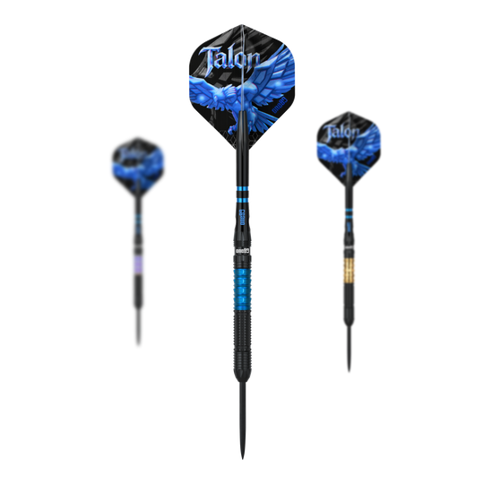 One80 Talon T1 steel darts Abgebildet sind die One80 Talon Steeldarts. Das Set besteht aus hochwertigen Steeldarts zum professionellen Dartspiel.
