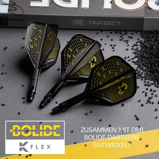Target K-Flex Bolide No2 Standard Flights Das Bild stellt die Target K-Flex Bolide No2 Standard Flights dar. Diese Flights eignen sich ideal für ambitionierte Dartspieler.
