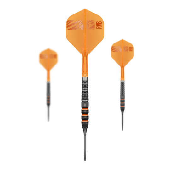Target Raymond Van Barneveld 95K Swiss Points Steel Darts Abgebildet ist das Produkt Target Raymond Van Barneveld 95K Swiss Points Steeldarts. Die Steeldarts werden als komplettes Set präsentiert.