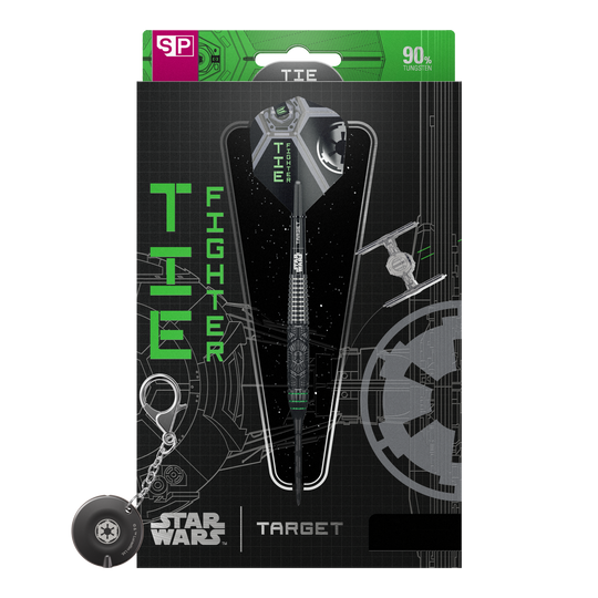 Abgebildet ist das Produkt Target Star Wars Tie Fighter Swiss Point Steeldarts. Das Produkt ist speziell für Fans von Star Wars und Dartspielern geeignet.
