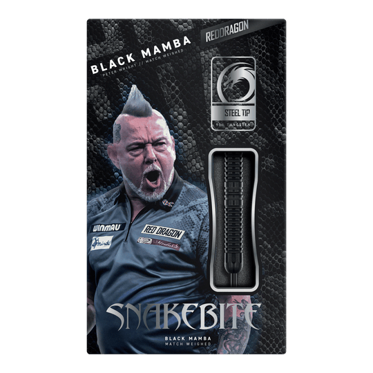 Red Dragon Peter Wright Snakebite Black Mamba Steeldarts Red Dragon Peter Wright Snakebite Black Mamba Steeldarts, Nahaufnahme von mehreren Darts. Hochwertige Verarbeitung und modernes Design.