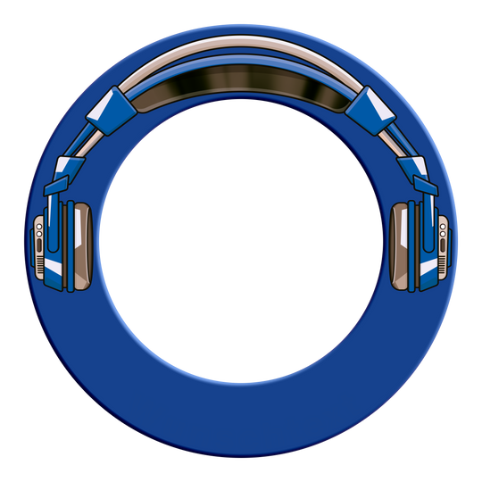 McDart Stereo Dartboard Surround Dartboard Surround von McDart in Blau ist im Bild dargestellt. Das Produkt ist aus einer Werbeperspektive fotografiert.