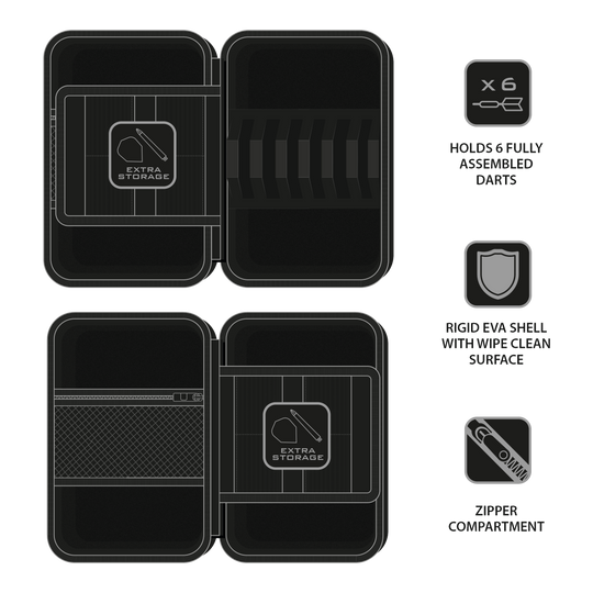 Harrows Ryan Searle Player Pro6 Dartcase ist ein professionelles Dartcase für Spieler. Es bietet Platz für mehrere Darts und Zubehör.