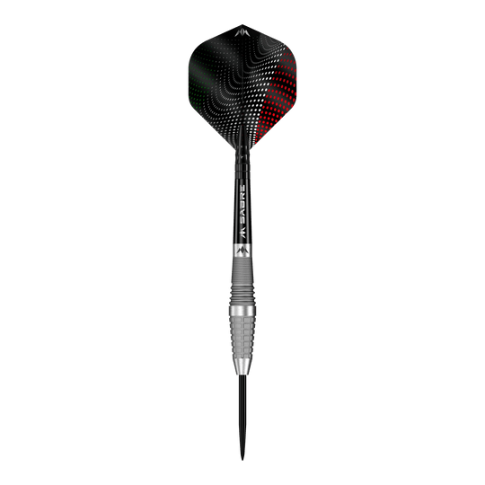 Mission Michele Turetta Sandblasted Steeldarts - 23g, abgebildet als einzelner Dartpfeil. Das Bild zeigt das Design und die sandgestrahlte Oberfläche dieses Produkts.