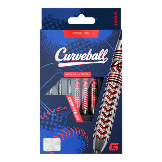 GOAT Curveball Steel Darts Das Foto stellt die GOAT Curveball Steeldarts dar. Die Pfeile sind klar und deutlich zu erkennen.