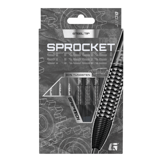 GOAT Sprocket MKIII Bomb steel darts Das Produkt GOAT Sprocket MKIII Bomb Steeldarts wird präsentiert. Der Steeldartpfeil ist in Nahaufnahme dargestellt.