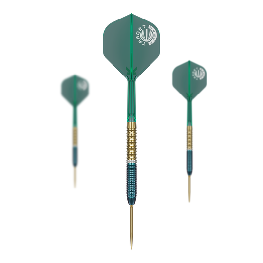 Auf dem Bild sind die Target Japan Prime Series Zenith GEN 2.5 Swiss Point Steeldarts zu sehen. Sie sind Teil einer hochwertigen Dartserie aus Japan.