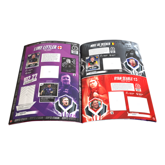 Panini PDC World Darts Championship 2025/26 - Official Sticker Hardcover Collector's Album Auf dem Bild ist das Panini PDC World Darts Championship 2025/26 - Official Sticker Hardcover Sammelalbum zu sehen. Es dient zum Sammeln der offiziellen Dart-Sticker.