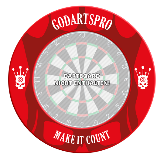 Das Bild heißt DBS-GDP3_GoDartsPro_Dartboard_Surround_Rot_1. Es scheint ein rotes Dartboard-Surround darzustellen.