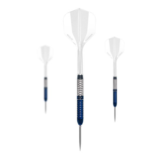 Harrows GEO Parallel Quick Point Steel Darts Das Bild zeigt ein Set der Harrows GEO Parallel Quick Point Steeldarts. Mehrere Pfeile bilden zusammen das vollständige Produktset.